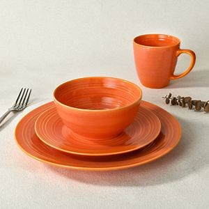 [Hot Item] 16PCS Bright Color Orange Porcelain Dinnerware Plates Ceramic Dinner Set for Restaurant