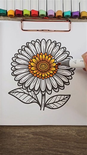 Coloring in a Gerbera Daisy..or something like it, anyways. 😊 Page from the Just Flowers 2 coloring book 🌸 #satisfyingvideos #adultcoloringbook #adultcoloring #coloringbook #coloringtherapy | Julianne Colors