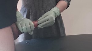 Nurse green gloves handjob