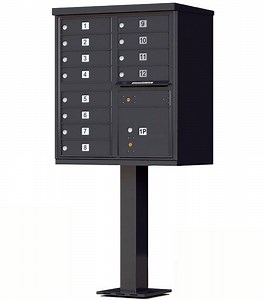 [Hot Item] American Outdoor 12 Door Cluster Mailboxes CBU with 1 Parcel Locker Key Lock Steel Parcel Mailbxes Usps Access