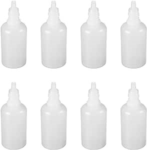 Othmro 1oz PE Lab Eye Plastic Dropper Bottles 50pcs, 30ml Squeezable Eye Liquid Dropper Thin Mouth Via of Liquid Sample Seal Storage Bottle with Childproof White Cap