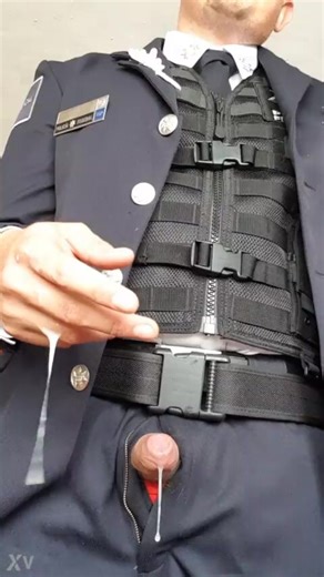 Police stud messy cumshot