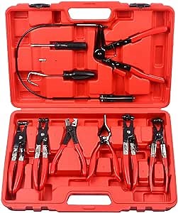 Prokomon 9pcs Hose Clamp Pliers Set - Wire Long Reach Hose Clamp Pliers Remover for Automotive Coolant Radiator Heater and Water Hose with Band Flat or Large Clamps