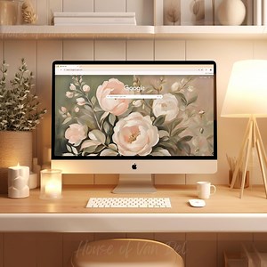 Aesthetic Neutral Pink Green Floral Desktop Wallpaper Imac MacBook Laptop Computer Screensaver Background Download Trendy Nature - Etsy Canada