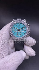 Rolex Daytona JVS factory 7750 movement Baguette diamonds bezel Tiffany blue dial Oysterflex black strap | Daniel Benesh Banda | Facebook