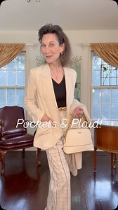 9.4K views · 1.4K reactions | Subtle plaid pattern, natural linen fabric, and sustainable origins join forces to say quiet luxury on a thrift fashion budget! Are you team blazer or coat? Also, see if you have hidden pockets, and use the tip to clip! #pockets #fashiontips #sustainablefashion #styleinspo #ootd | Positively Cathy | Facebook