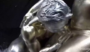 gold and silver body painting