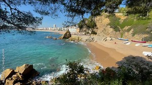 lloret de mar costa brava de Girona, spain mediterranean beach tourist destination, turquoise blue sea nature calm graviotas
