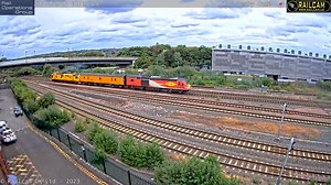 Out of all the #Class37, the Network Rail #Class97 conversions always seem to be loud, VERY LOUD! Colas Rail operated Network Rail #Class97 97302 'Ffestiniog & Welsh Highland Railways / Rheilffyrdd' & #HST power car 43272 getting underway... ℹ️ 1Z02 #DerbyRTC to #DerbyRTC 🎦 #Derby Rail Operations Group 📅 27/06/23 Accurascale UK | Railcam