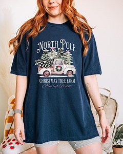 Comfort Colors® North Pole Christmas Sweatshirt, North Pole Christmas Tree Farm, Retro North Pole Christmas Shirt, Christmas Tree Shirt - Etsy UK