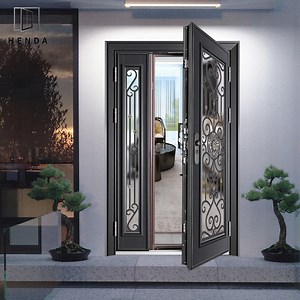[Hot Item] Burglarproof Residential Modern Front Anti-Theft One and Half / Mother and Son Steel Safety Exterior Security Entry Main Door