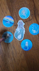 Stickers! 😍 #acrylicpainting #mixedmedia #artist #art #mermaid #turtle #stickers #stickersale | ErinLee Arts