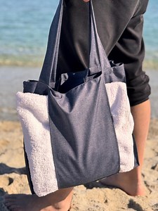 Men’s Beach Tote Bag, Dark Blue Towel Beach Bag, Minimalist Summer Tote, Handmade Bag for Pool or Vacation, Utility Travel Bag for Men - Etsy