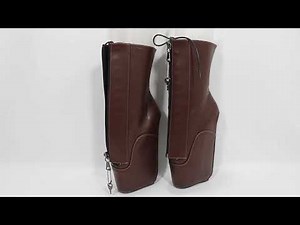 Sorbern BDSM Lockable Zipper Ankle Boots Fetish Ballet Wedges Lace Up Short Booties