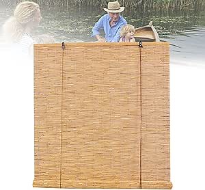 Outdoor Bamboo Shades for Patio Bamboo Roll Up Blinds, Bamboo Roll Up Shades Reed Shades Bamboo Roller Blinds Patio Shades Roll Up Outdoor for Indoor/Outdoor Privacy 60×72in（W×H） White