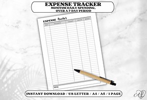 Spesen Tracker Printable, One Page Budget Planer - Etsy.de