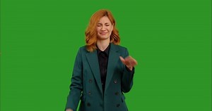 Indignant woman expression showing disgust saying no and irritation on green screen background.