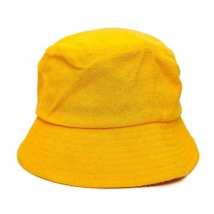 [Hot Item] Woven Patch French Long Brim Terry Towel Bucket Hat