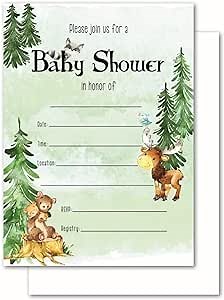 Woodland Creatures 50 Baby Shower Invitations and Envelopes for Moms Guests. Boy, Girl, Gender Neutral Invites - Forest Animal Themes - Party Supplies and Decorations (50 Baby Shower Invites)