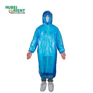 [Hot Item] Disposable PE Poncho Single Use Plastic Raincoatg Hooded Waterproof Adult Size Polythene Rainwear
