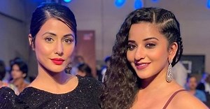Former Bigg Boss contestants Hina Khan and Mona Lisa look stunning together at the Stardom Gold Awards!