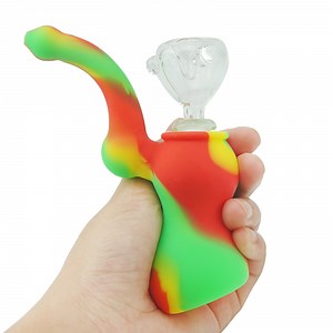 [Hot Item] Handheld Gourd Shape Glass Bowl Silicone Smoking Water Pipe