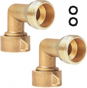 [Hot Item] 90 Degree Hose Elbow Garden Hose Elbow for RV Water Hoses 3/4" Solid Brass Hose Connect Residential Outdoor Faucets RV Freshwater Hoses &Fittings