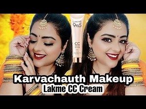 करवाचौथ का आसान मेकअप using LAKME CC CREAM | Traditional Karwachauth Makeup Yellow/Orange | Priya