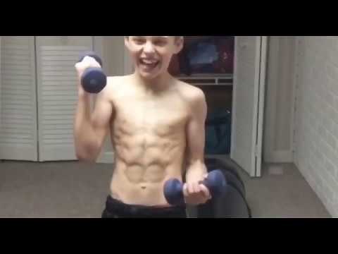 Ripped 12 year old boy with abs