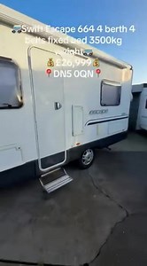 🚐 Swift Escape 664 🛌 4 Berth 🛏️ Fixed Double Bed 🚿 Side Washroom 🪑 4 Seat Belts 🏗️ Coachbuilt Motorhome 💷 £26,999 ⸻ ✨ Key Features: ⚙️ Manual Transmission 🔧 2.2 Litre Engine • 100BHP ⚖️ 3500kg – Standard Car Licence 📐 Superb Layout 📦 Above-Cab Storage 🛋️ Dinette / Bench Seating 🪑 X2 Rear Seat Belts 🍳 Spacious Kitchen Area 👕 Large Wardrobe 🛏️ Fixed Bed With Under-Bed Storage 🚿 Side Washroom 🌤️ Fitted Canopy 🚲 Bike Rack 🚪 Manual Step ⸻ 📋 Specification: 📅 2010 (60 Reg) 🛣️ Only