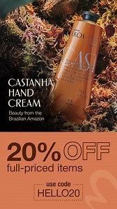 Natura Ekos Castanha hand cream has a fast-absorbing, anti-dryness formula that nourishes skin 3x more than others. Use HELLO20 on full-priced items for 20% off beauty from the Brazilian Amazon. | Natura USA