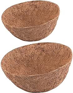 2PCS Round Coco Liners for Hanging Basket, Coco Liner Roll Hanging Basket Pad Garden Plants,Coconut Fiber Planter Liners Coconut Fiber Liners for Wall Hanging Baskets (12in)