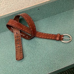 Fossil Leather Belt Brown Bohemian Chic Trendy Size L