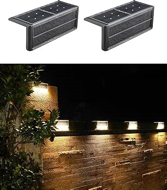 SHONE Solar Step Lights, IP67 Waterproof Pool Deck LED, Retaining Wall Lights, Stainless Steel Based, Ultra-Thin & Anti-Trip with 2-way lights, Pathway, stairs, poolside (Warm White, 2Pack)