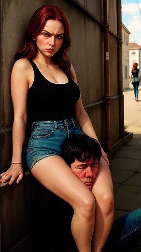 red woman headscissor 1