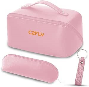 Professional Makeup Bags for Women - Portable Travel Makeup Bags for Cosmetics, Lipsticks, Eyeliners, Brushes & Tools - Handy and Compact Travel Cosmetic Bags with keychain (Pink)