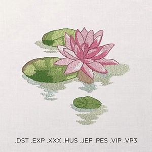 Water Lily Machine Embroidery Design, Dainty Water Flowers Embroidery Pattern, Pink Floral Embroidery Pattern, Modern Embroidery Wall Decor - Etsy