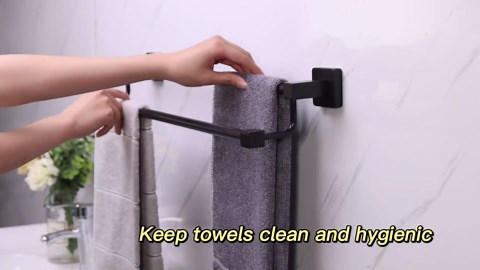 TocTen Double Bath Towel Bar - Thicken SUS304 Stainless Steel Towel Rack for Bathroom, Bathroom Accessories Double Towel Rod Heavy Duty Wall Mounted Square Towel Holder (Matte Black,16 INCH)