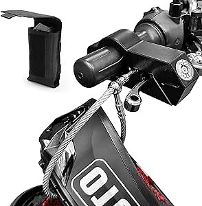 Motorcycle Lock Helmet Lock Upgraded- Motorcycle Locks Anti Theft for Helmet & Handlebar Key Lock, Motorcycle Helmet Lock Grip Brake Lock for Moped Scooter Lock Heavy Duty Black