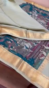 Pen Kalamkari mysore silk saree Pattachitra prints 120 grm thickness Price: 18999/- Silk mark certified Free shipping in India 🇮🇳 Ghatti border Due to high demand we have introduced this new concept of hand painted pen Kalamkari mysore silk saree in patttachitra prints | Colors Designer Boutique