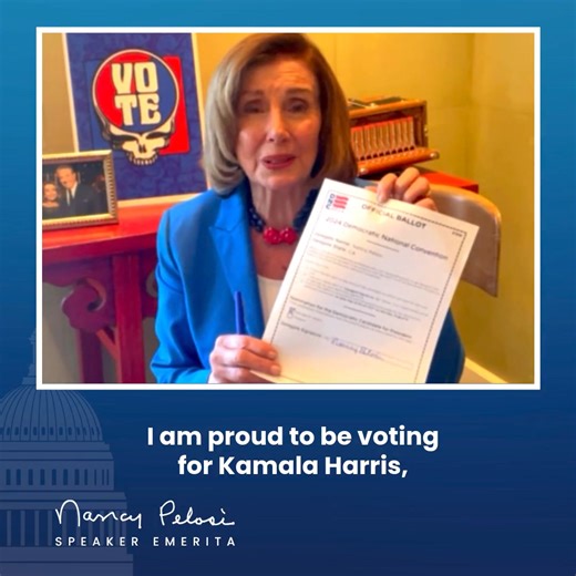 10K views · 885 reactions | I am proud to be voting for Kamala Harris, who will make history as the first woman President of the United States. And our country will make progress in being true to our heritage and our hope. -NP | Nancy Pelosi | Facebook