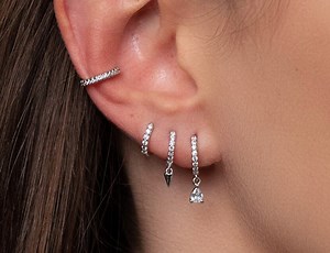 Pierced Earring Set Silver Stacking Earring Set Minimal Ear Stack for Multiple Piercing Earring Everyday Pierced Earring for Daughter Gift - Etsy