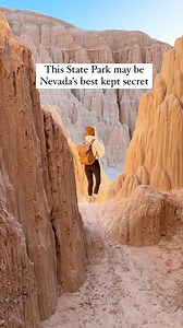 247K views · 1.6K reactions | And this State Park is always EMPTY 勞 Cathedral Gorge State Park is a 3 hour drive from Las Vegas and feels like being on another planet. The moon caves and dramatic clay formations were my favorite and are so worth seeing if you’re ever in Nevada! Trust me and go at golden hour for the best photos! Things to do in Nevada | Things to do near Las Vegas | Las Vegas day trip #cathedralgorgestatepark #mooncaves | pang_bang | Facebook