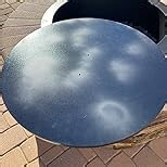30” firepit lid Round for Inside up to 28” Gas fire Pit lid for Outdoor Fireplace Cover Lid - Steel fire Pit Metal Cover with Wooden Handle & Powder Coated Snuffer Lid for Round Patio Fire Pit Ring
