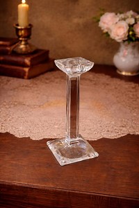 A Vintage Clear Crystal Geometric Pillar Candlestick - Etsy Australia
