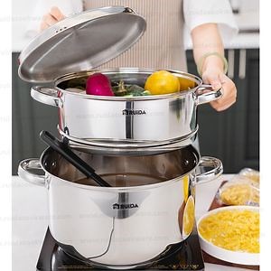 [Hot Item] Kitchen Utensils Safest Stainless Steel Couscous Pot Stock Pot with Steamer Set