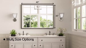 Black Framed Mirror for Bathroom, 24x36 Inch Black Rectangle Beveled Bathroom Vanity Mirror, Anti-Rust Matte Black Metal Frame Mirror for Wall, Vertical/Horizontal Wall-Mounted Mirrors