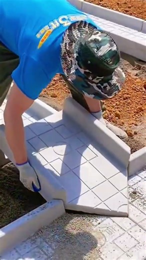 installing specially molded cement to form a pattern and then arranging it so that it fits properly