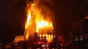 Fire destroys historic church in Massachusetts after suspected lightning strike