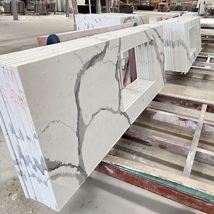 [Hot Item] Artificial Stone Slab L Shaped Kitchen Island Prefabricated Quartz Slab Kitchen Countertop